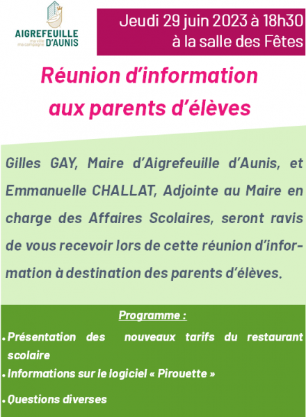 reunion parents d'élèves